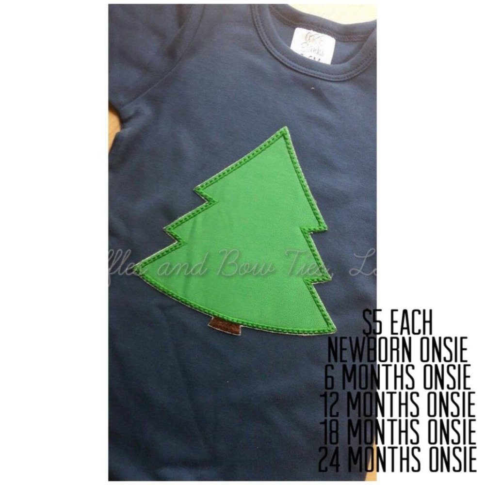 Christmas tree appliqued onsie for baby/toddlers